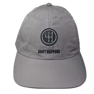 Hagerty Baseball Cap Gray Black OS Slideback Shift Happens Gear Manual Shift Hat